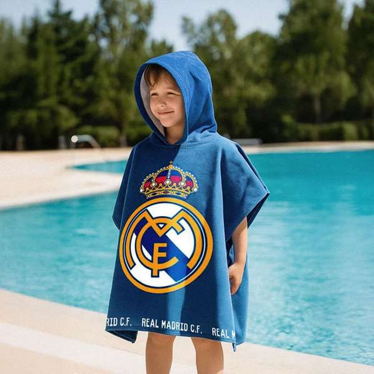 Prosop-Poncho cu Glugă Real Madrid C.F. Albastru 55 x 77 cm - Acasă și bucătărie, Baie