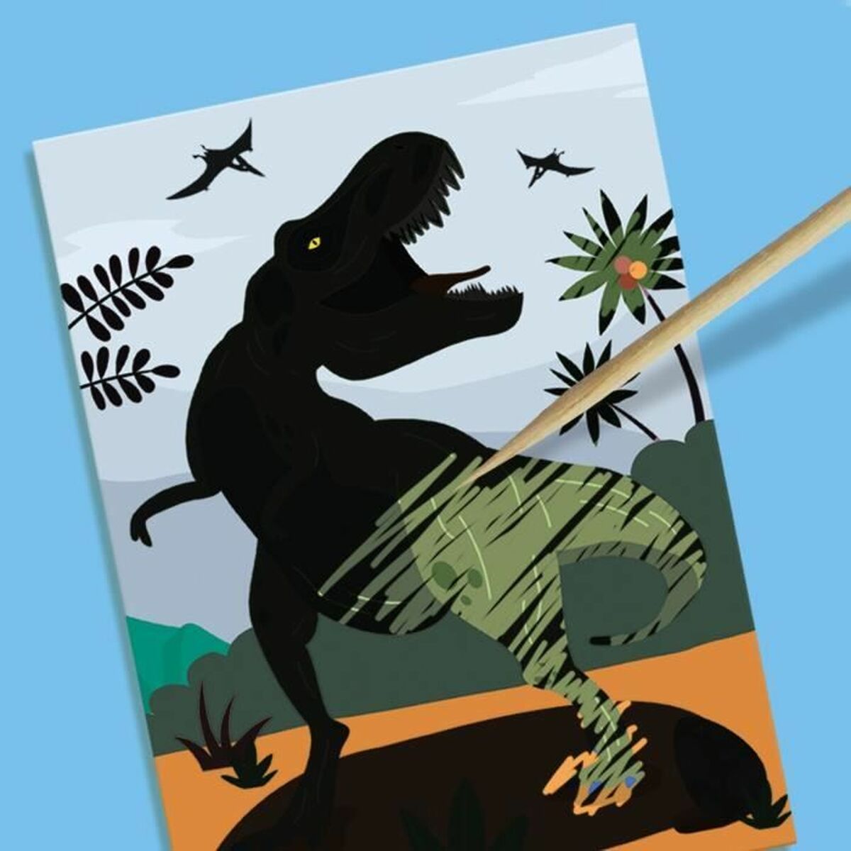 Set pentru desen SES Creative 2 in 1 Dinosaurs - Birou și papetărie, Arte și Meserii