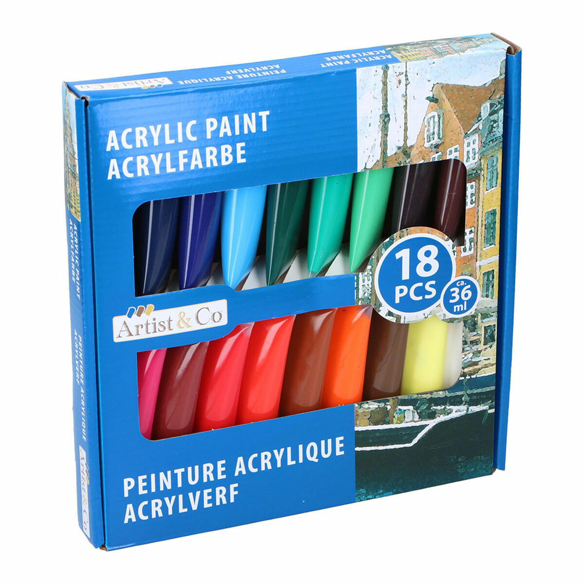 Set de pictură în acrilic Artist&CO 18 Piese 36 ml - Birou și papetărie, Arte și Meserii