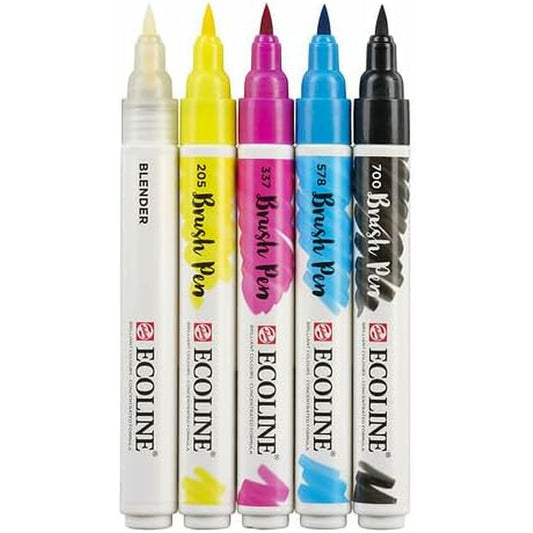 Set de Carioci Talens Ecoline BRUSH PEN Multicolor 5 Piese - Birou și papetărie, Pixuri, creioane și articole de scris