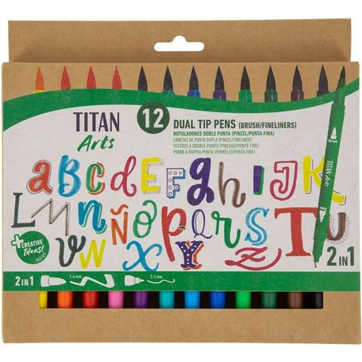 Set de Carioci Titan Arts Multicolor Cu două capete 12 Piese - Birou și papetărie, Pixuri, creioane și articole de scris