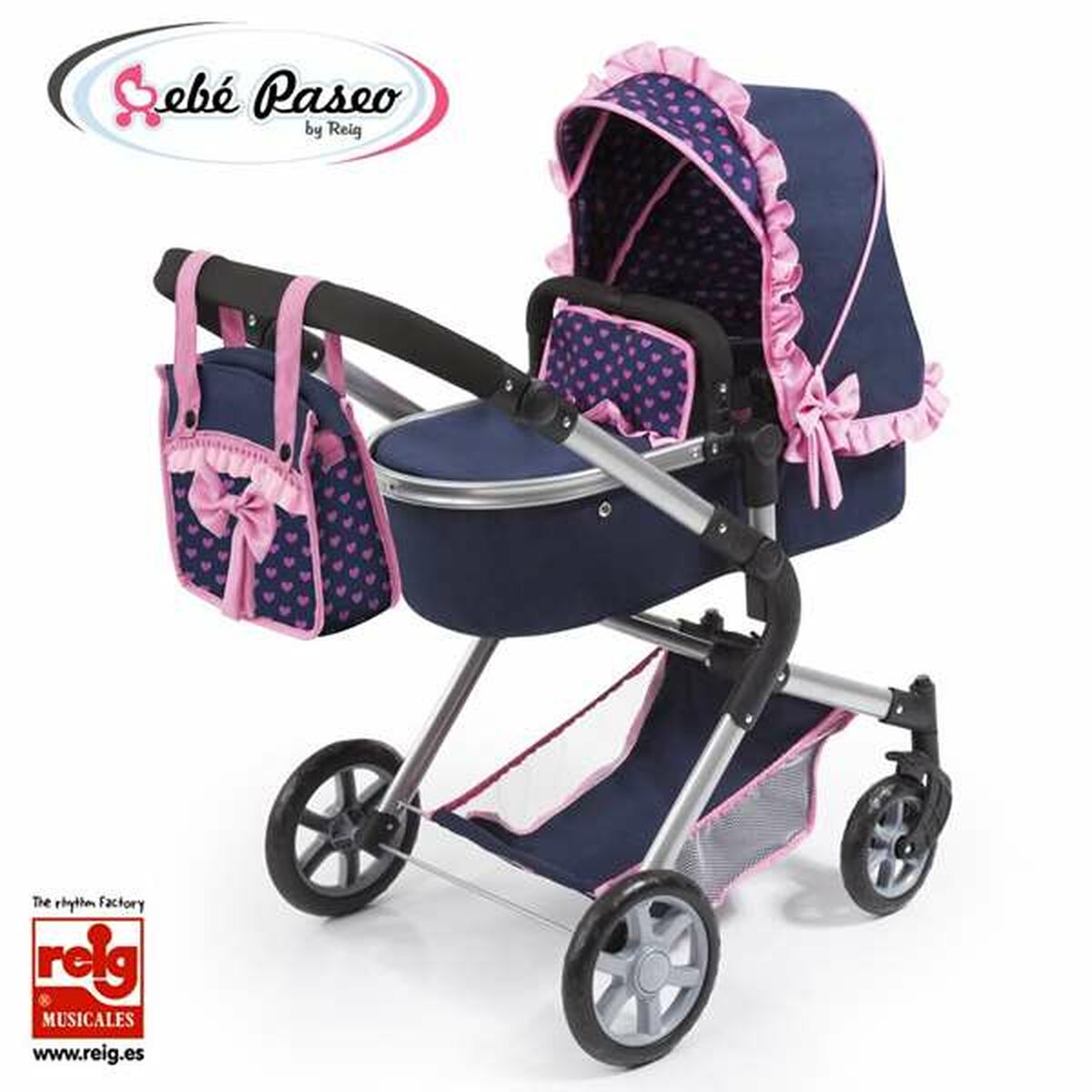 Cărucior pentru Păpuși Reig Combi 62 cm 82 x 79 x 38,5 cm Bleumarin - Jucarii si jocuri, Păpuși și accesorii