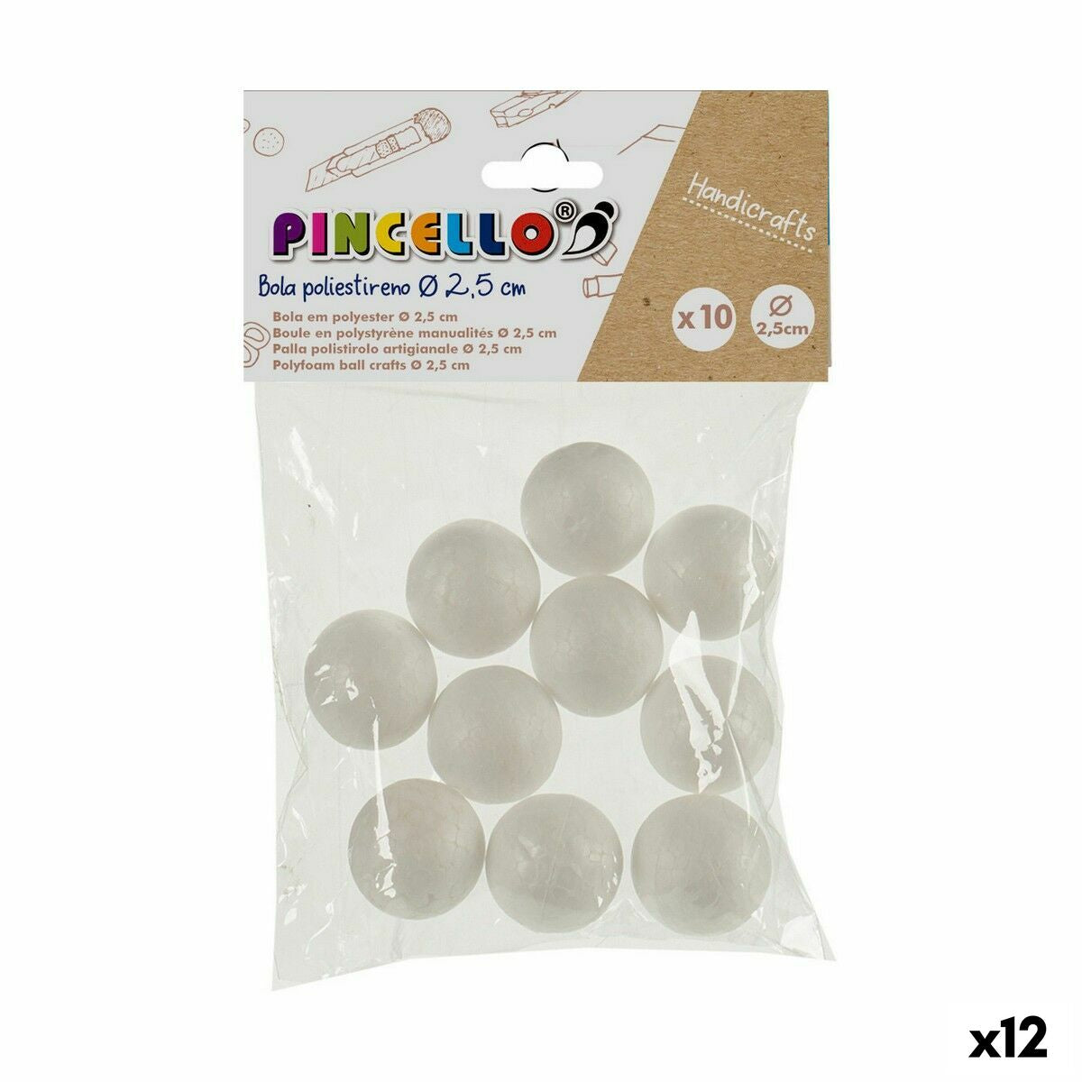 Materiale pentru artizanat Pincello DIAM 2.5 CM Mingi polistiren Ø 2,5 cm Alb 12 Unități - Jucarii si jocuri, Activități creative