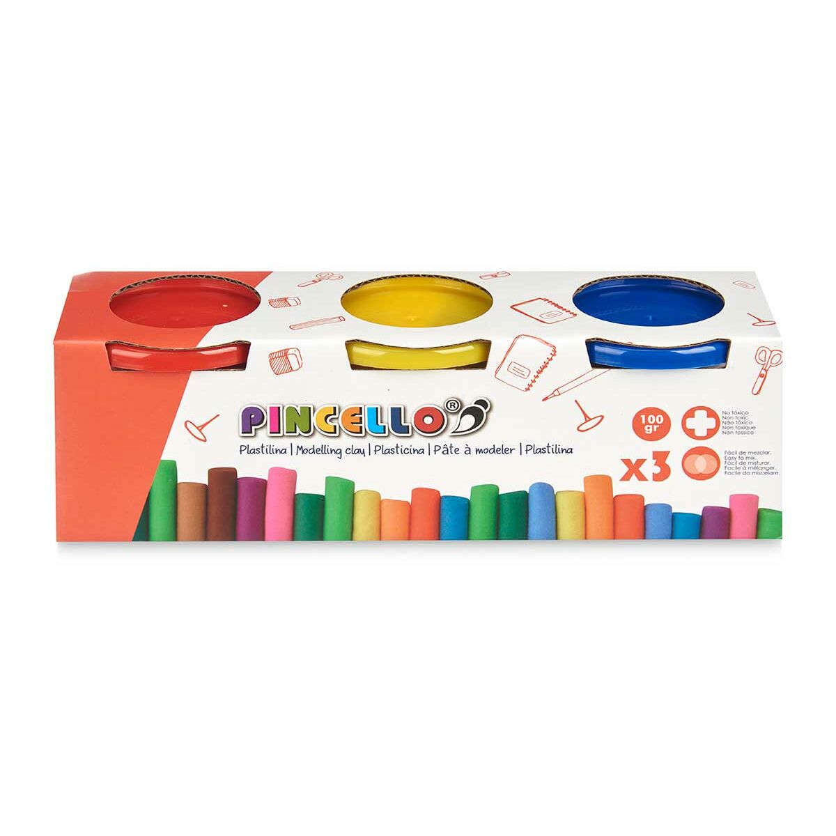 Joc de Plastilină Pincello 501 Galben Albastru Roșu (12 Unități) - Jucarii si jocuri, Activități creative