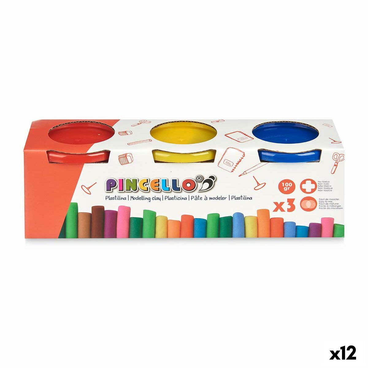 Joc de Plastilină Pincello 501 Galben Albastru Roșu (12 Unități) - Jucarii si jocuri, Activități creative