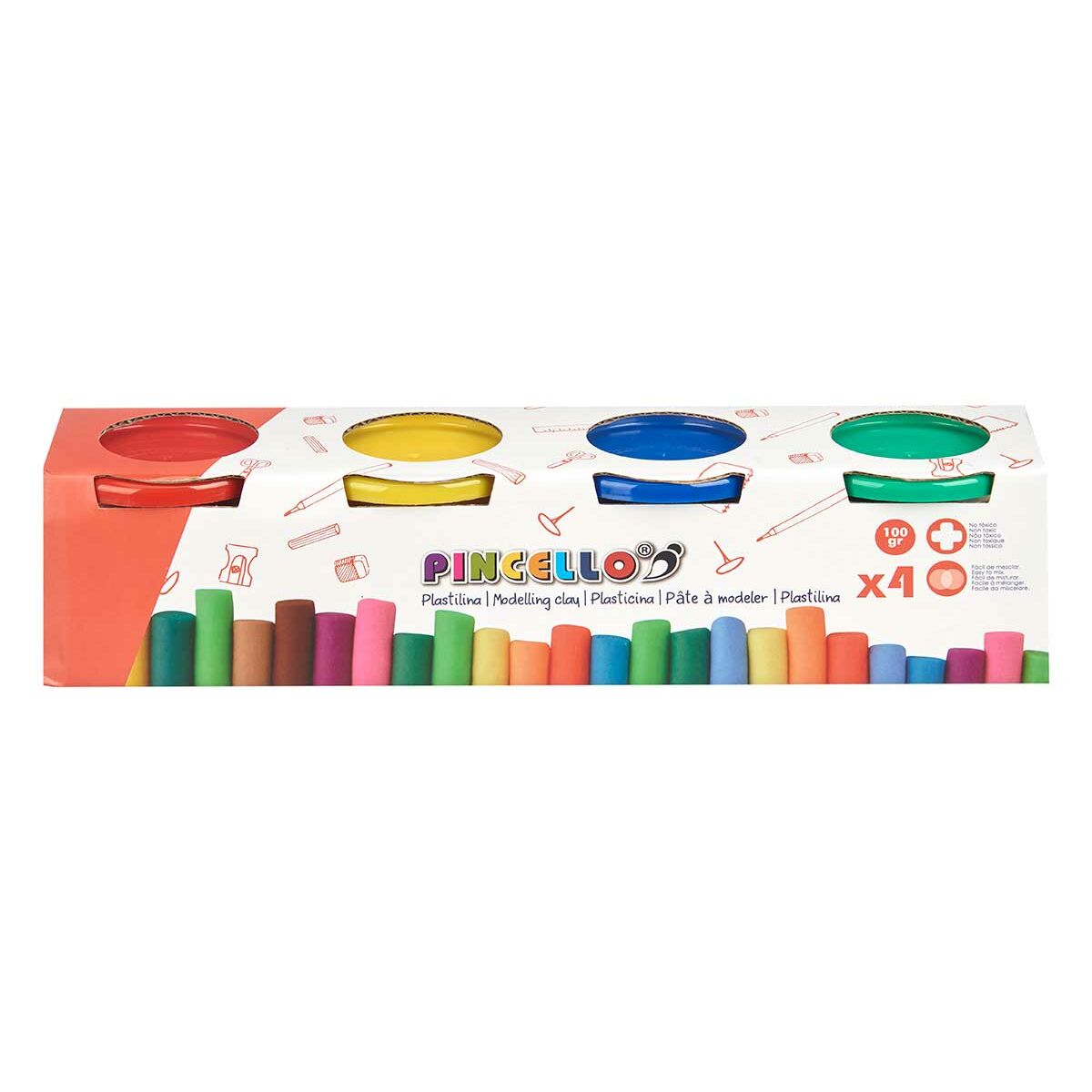 Joc de Plastilină Pincello 502 Galben Albastru Roșu Verde (12 Unități) - Jucarii si jocuri, Activități creative