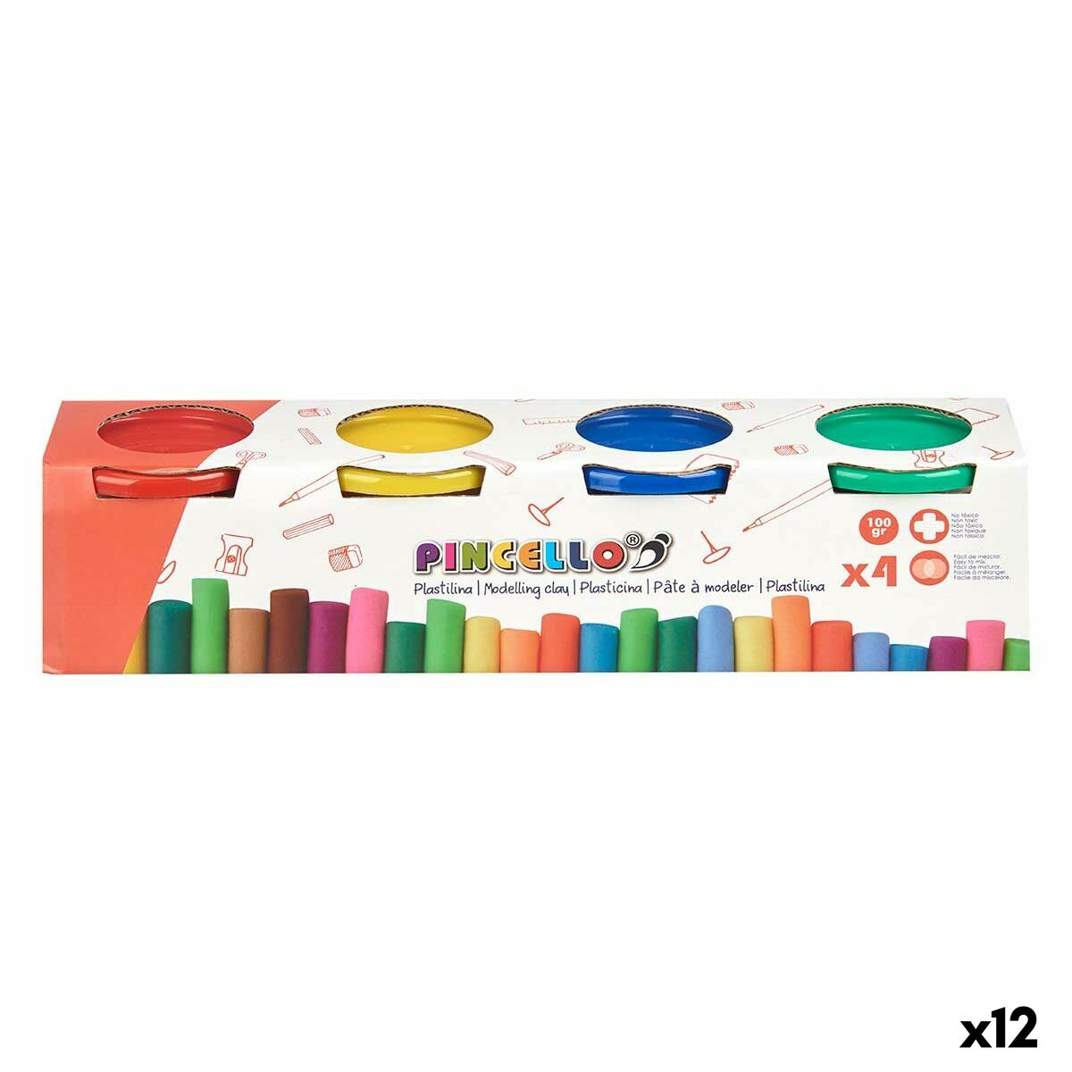 Joc de Plastilină Pincello 502 Galben Albastru Roșu Verde (12 Unități) - Jucarii si jocuri, Activități creative