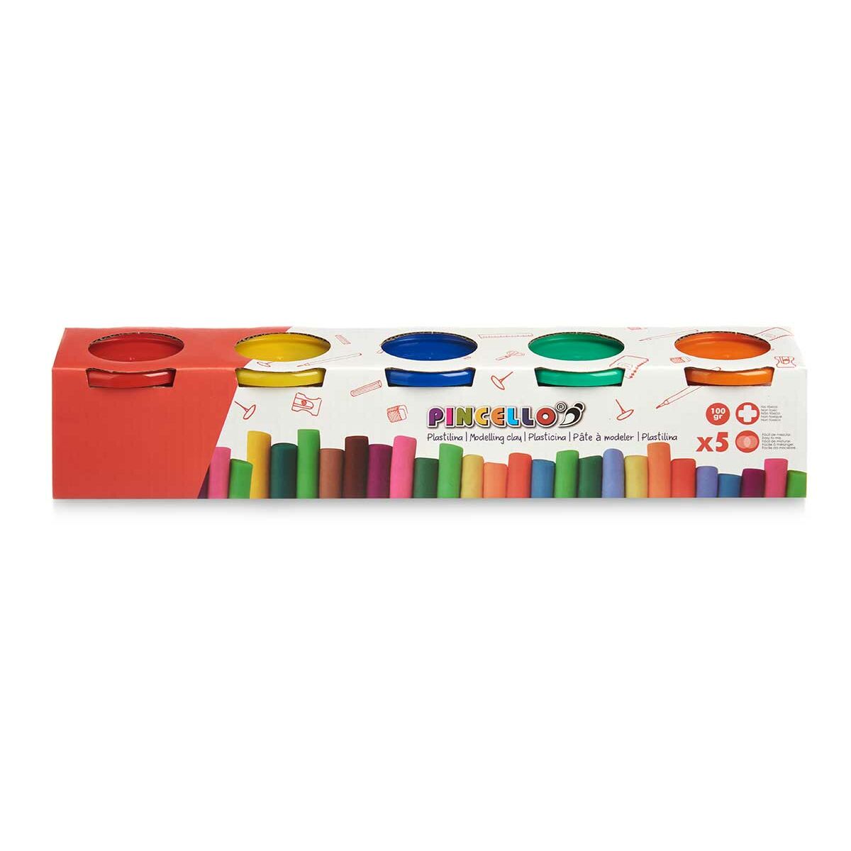 Joc de Plastilină Pincello 503 Galben Albastru Roșu Verde Portocaliu (12 Unități) - Jucarii si jocuri, Activități creative