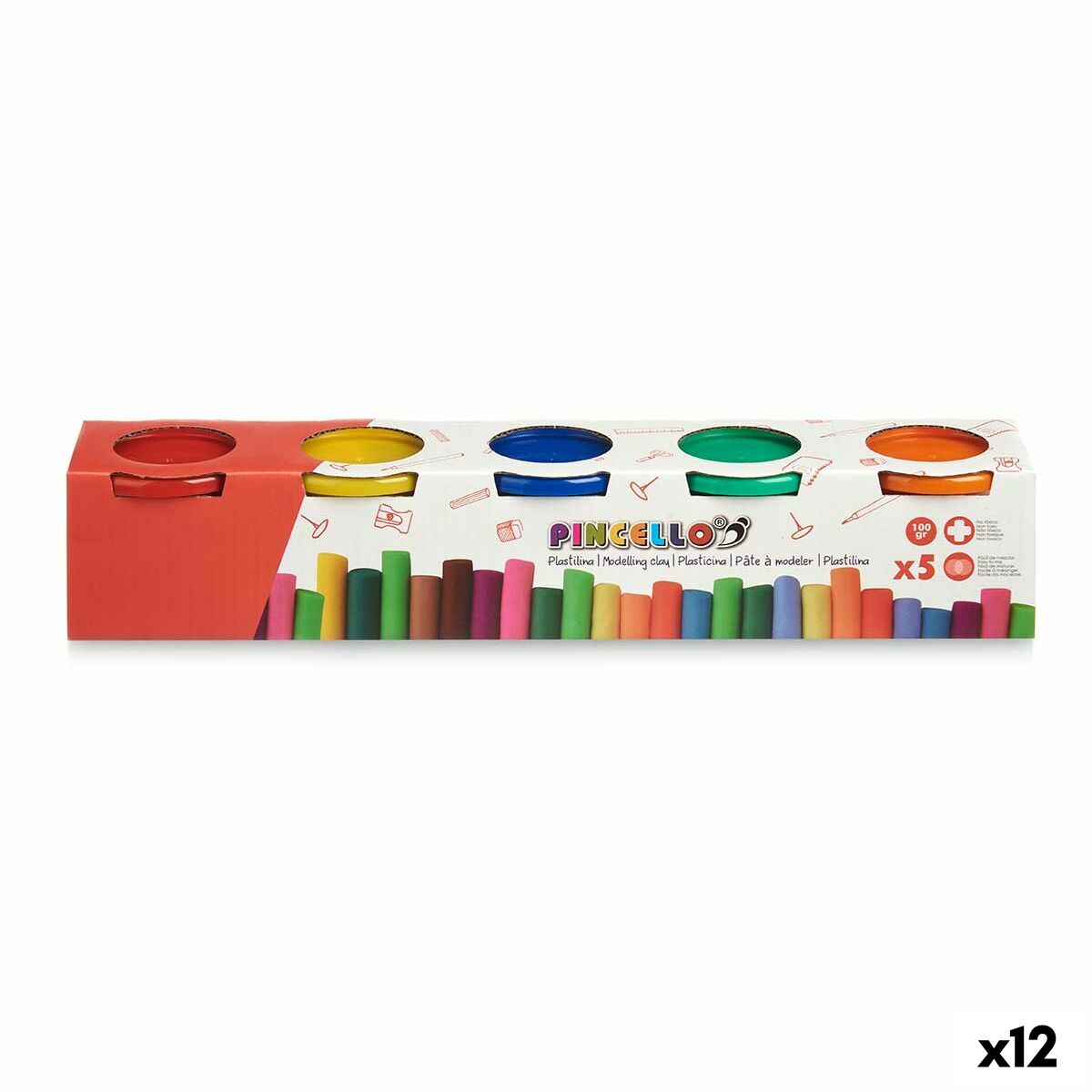 Joc de Plastilină Pincello 503 Galben Albastru Roșu Verde Portocaliu (12 Unități) - Jucarii si jocuri, Activități creative