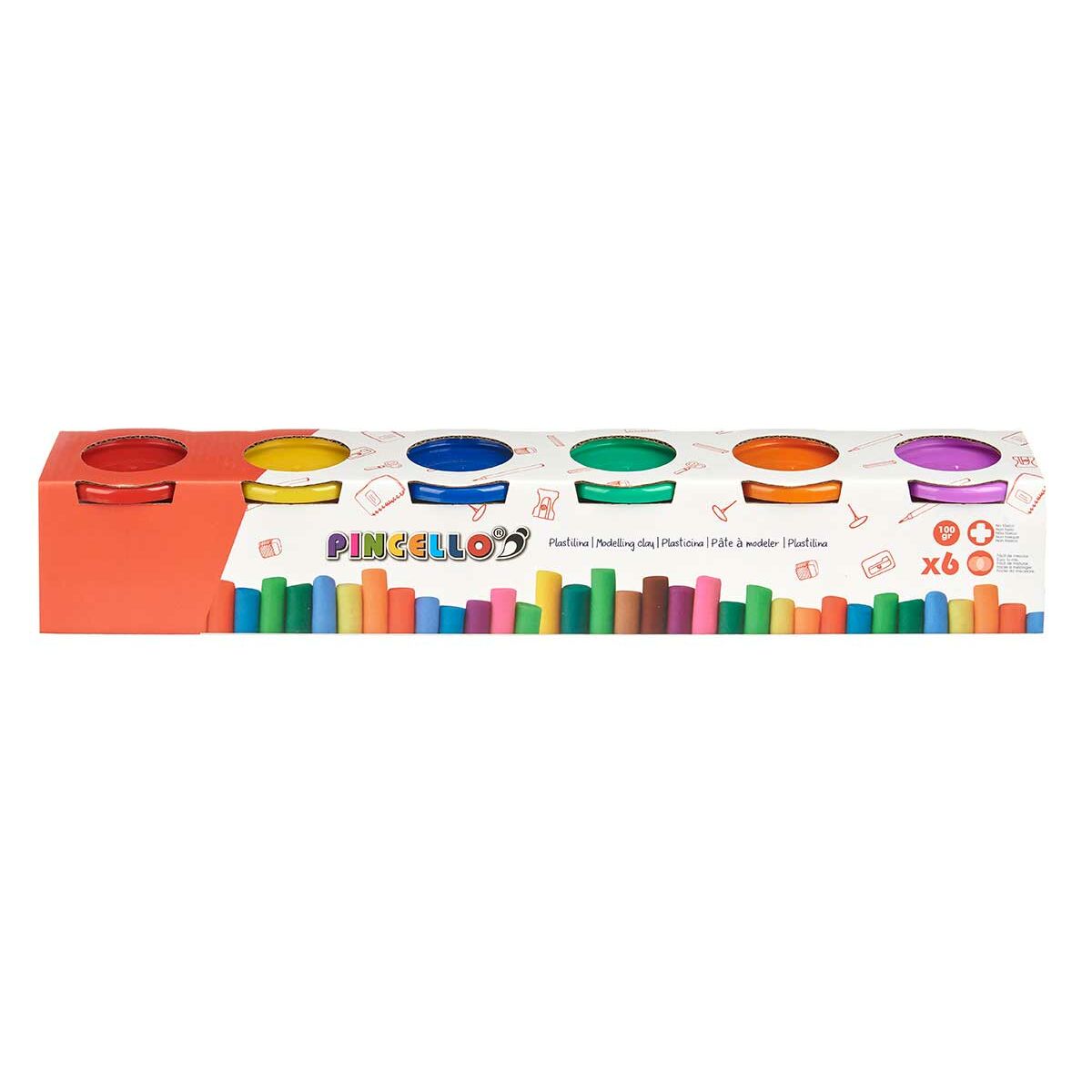 Joc de Plastilină Pincello 504 Galben Albastru Roșu Verde Mov Portocaliu (12 Unități) - Jucarii si jocuri, Activități creative