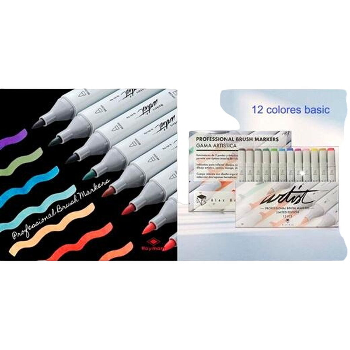 Carioci Alex Bog Professional Multicolor 12 Piese Cu două capete - Birou și papetărie, Pixuri, creioane și articole de scris