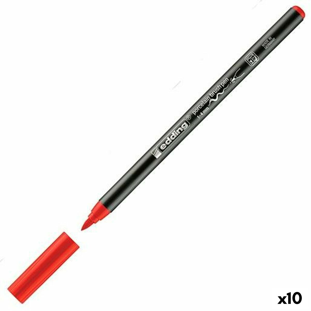 Carioci Edding 4200 Pensulă Roșu (10 Unități) - Birou și papetărie, Pixuri, creioane și articole de scris