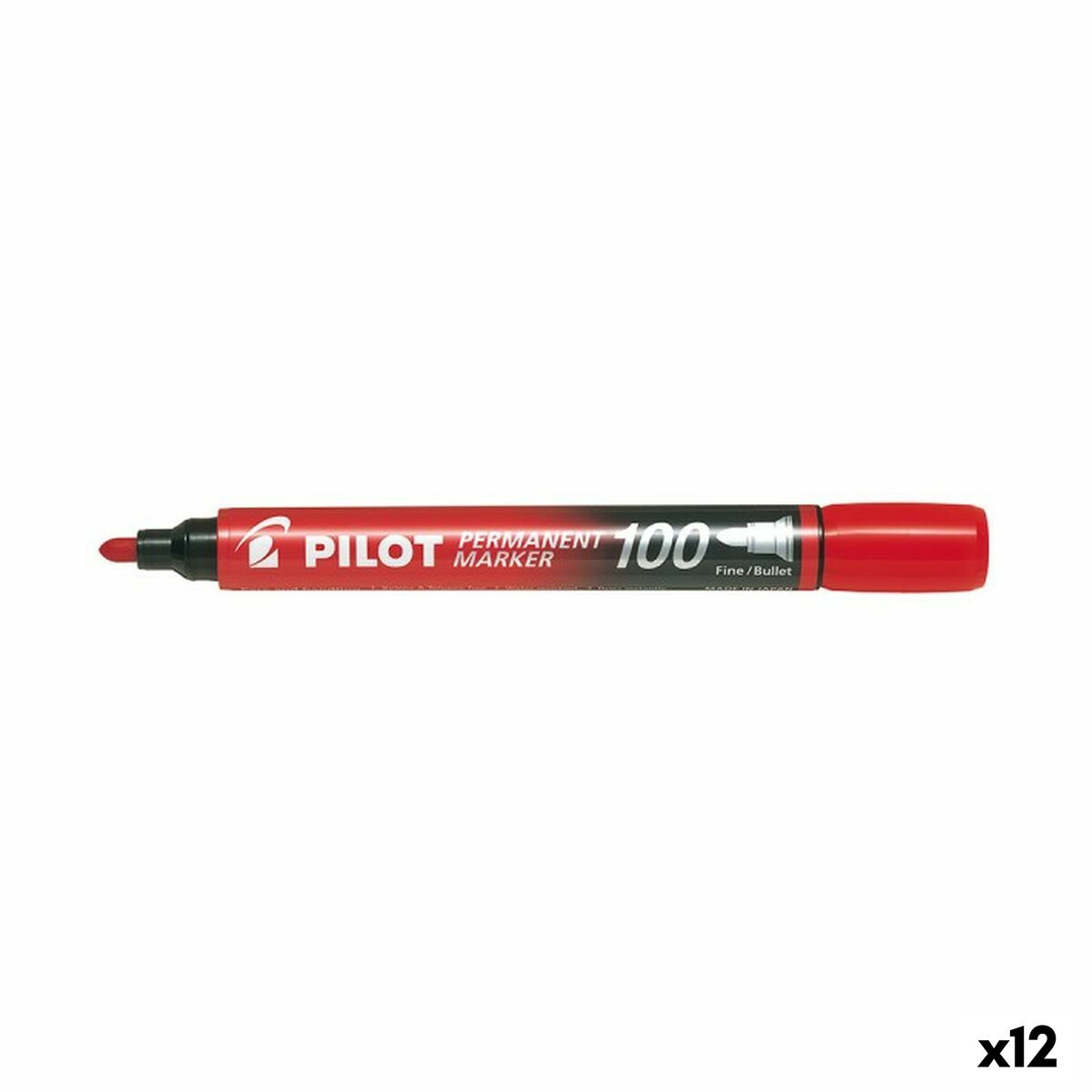 Marker permanent Pilot SCA-100 Roșu (12 Unități) - Birou și papetărie, Pixuri, creioane și articole de scris