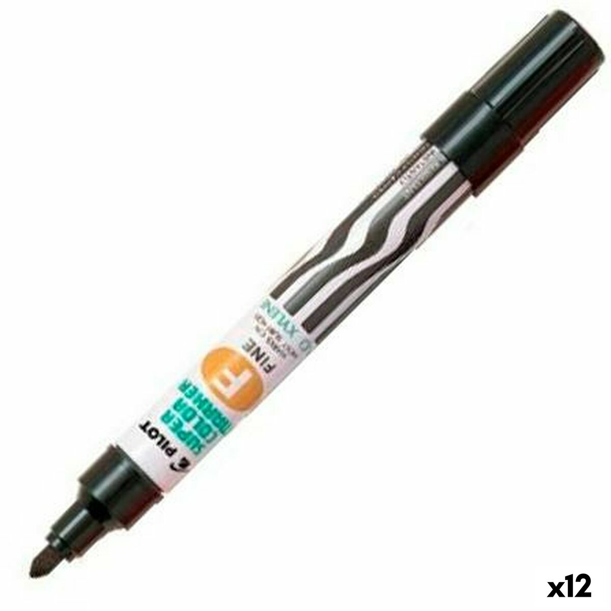 Marker permanent Pilot SCA-F Reîncărcabil/ă Negru (12 Unități) - Birou și papetărie, Pixuri, creioane și articole de scris