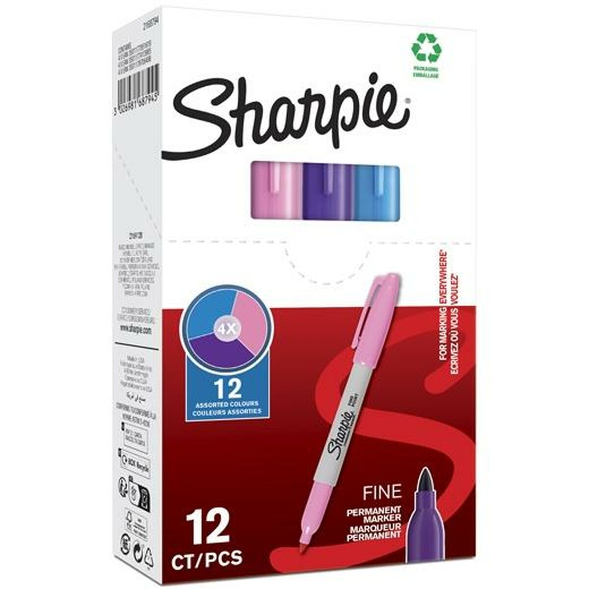 Marker permanent Sharpie Mov Roz Turquoise (12 Unități) - Birou și papetărie, Pixuri, creioane și articole de scris