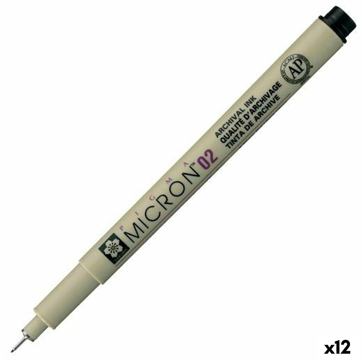 Carioci Talens Sakura Pigma Micron 02 Negru (12 Unități) - Birou și papetărie, Pixuri, creioane și articole de scris
