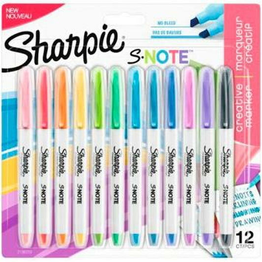 Set de Carioci Sharpie S-Note Multicolor 12 Piese 1-3 mm (12 Unități) - Birou și papetărie, Pixuri, creioane și articole de scris