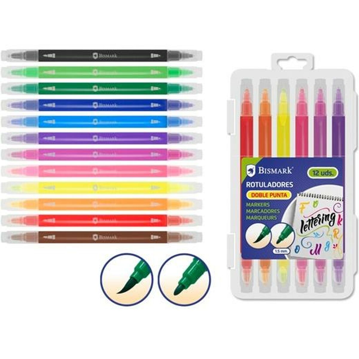 Set de Carioci Bismark LETTERING Multicolor 12 Piese (12 Unități) - Birou și papetărie, Pixuri, creioane și articole de scris