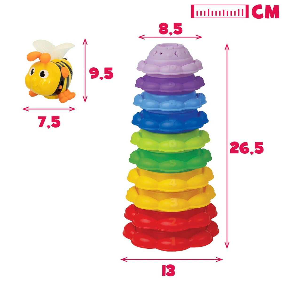 Blocuri Stivuibile Winfun Albină 13 x 35,5 x 13 cm 2 Unități - Bebelus, Jucăriile copilăriei timpurii