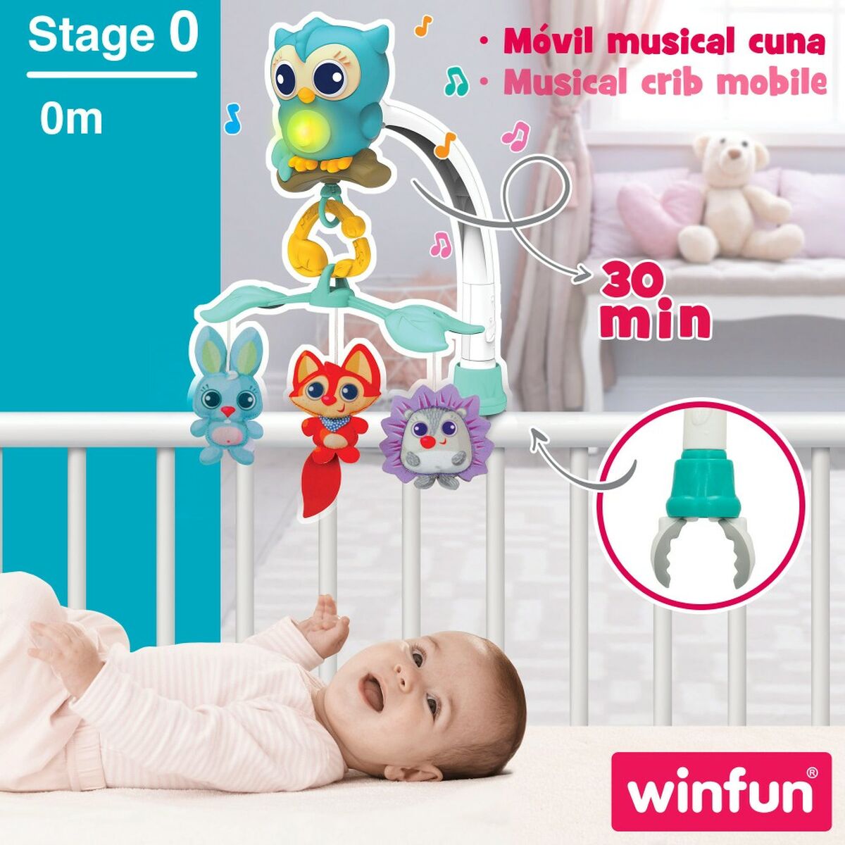Carusel pentru Pătuț Winfun Pădure 3 în 1 31,5 x 42 x 24,5 cm Plastic (4 Unități) - Bebelus, Dormitor