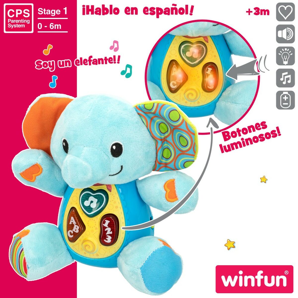 Jucărie de Pluș cu Sunet Winfun Elefant 17 x 17,5 x 10 cm (6 Unități) - Jucarii si jocuri, Jucării de pluș