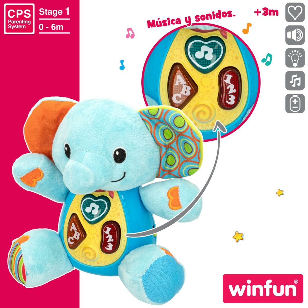 Jucărie de Pluș cu Sunet Winfun Elefant 17 x 17,5 x 10 cm (6 Unități) - Jucarii si jocuri, Jucării de pluș