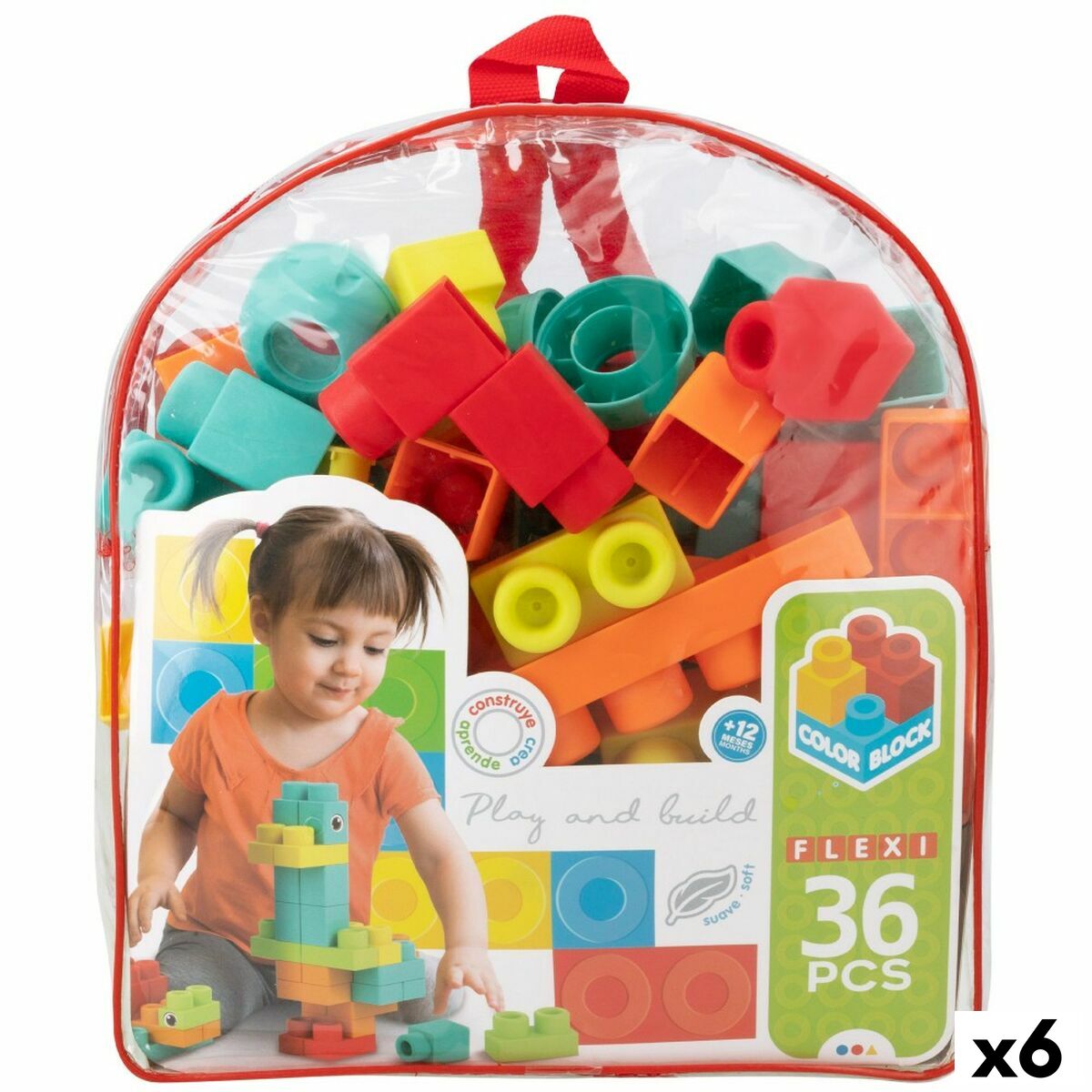 Set de Construcție Color Block Geantă 36 Piese (6 Unități) - Jucarii si jocuri