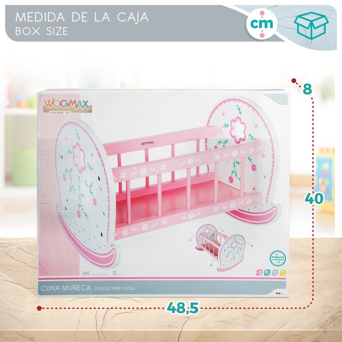 Pătuț pentru Păpuși Woomax 2 Unități 47 x 35 x 35 cm - Jucarii si jocuri, Păpuși și accesorii