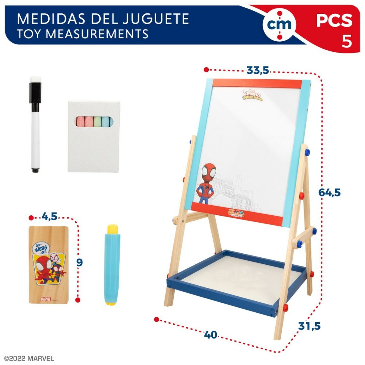 Tablă 2 în 1 Spidey 5 Piese 4 Unități 40 x 64,5 x 31,5 cm - Jucarii si jocuri, Activități creative