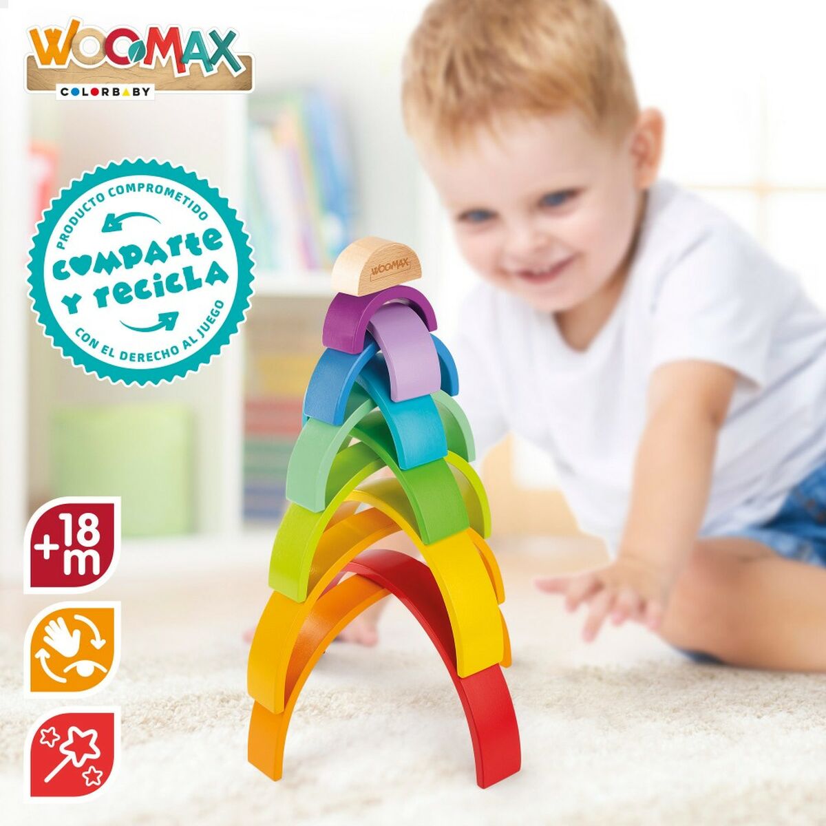 Puzzle pentru Copii din Lemn Woomax Curcubeu 11 Piese 2 Unități - Jucarii si jocuri, Puzzle-uri și puzzle-uri