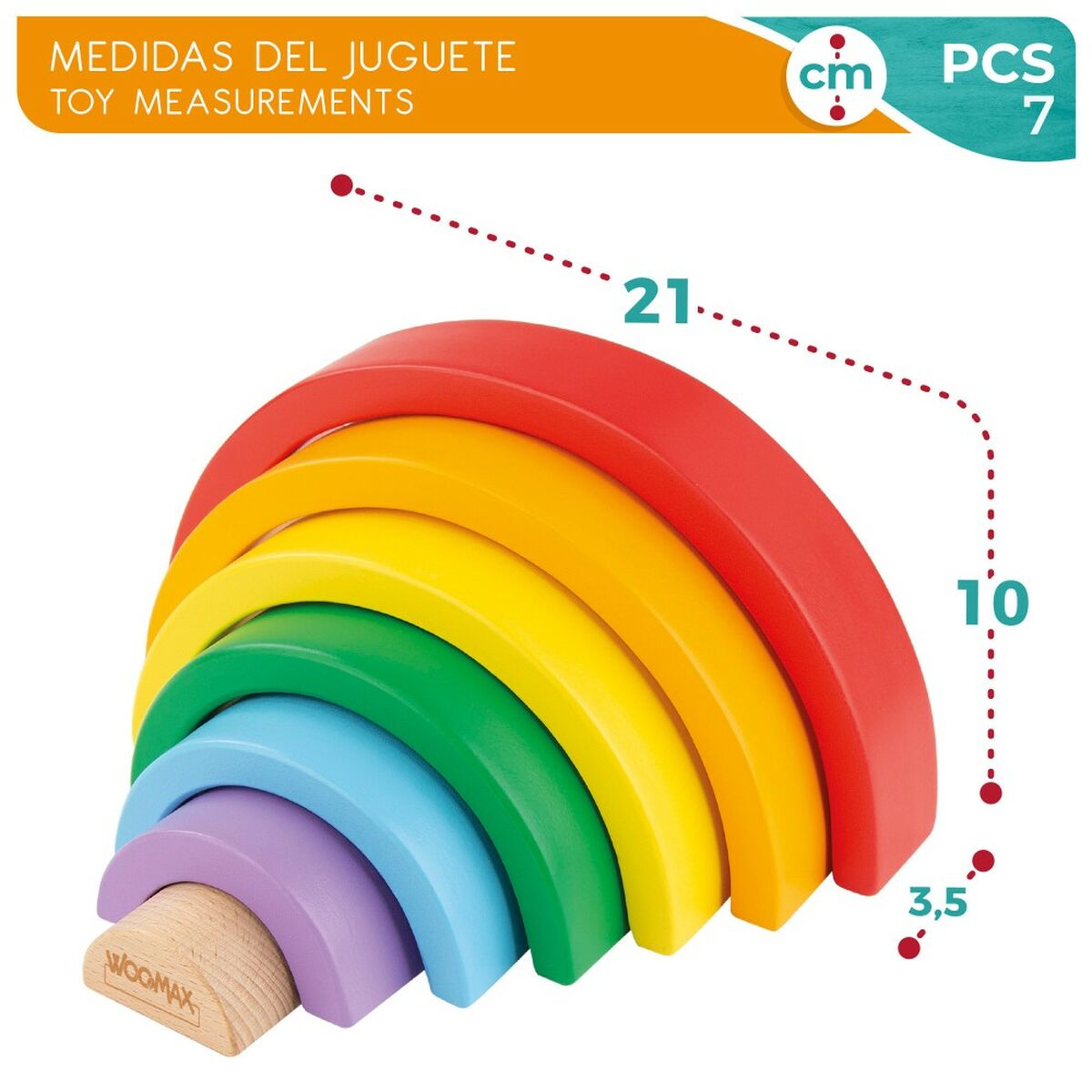 Joc de Îndemânare Woomax Curcubeu 21 x 10 x 3,5 cm (12 Unități) - Bebelus, Jucăriile copilăriei timpurii