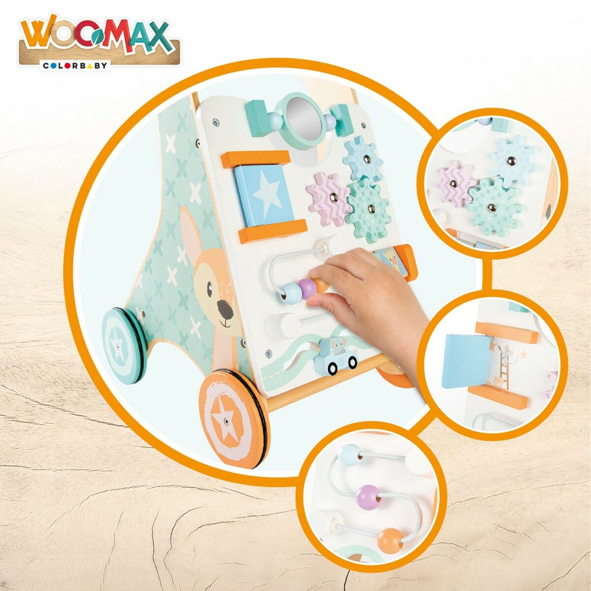 Cadru de mers cu roți Woomax Centru de activităţi 2 Unități 29,5 x 47 x 33 cm - Bebelus, Jucăriile copilăriei timpurii