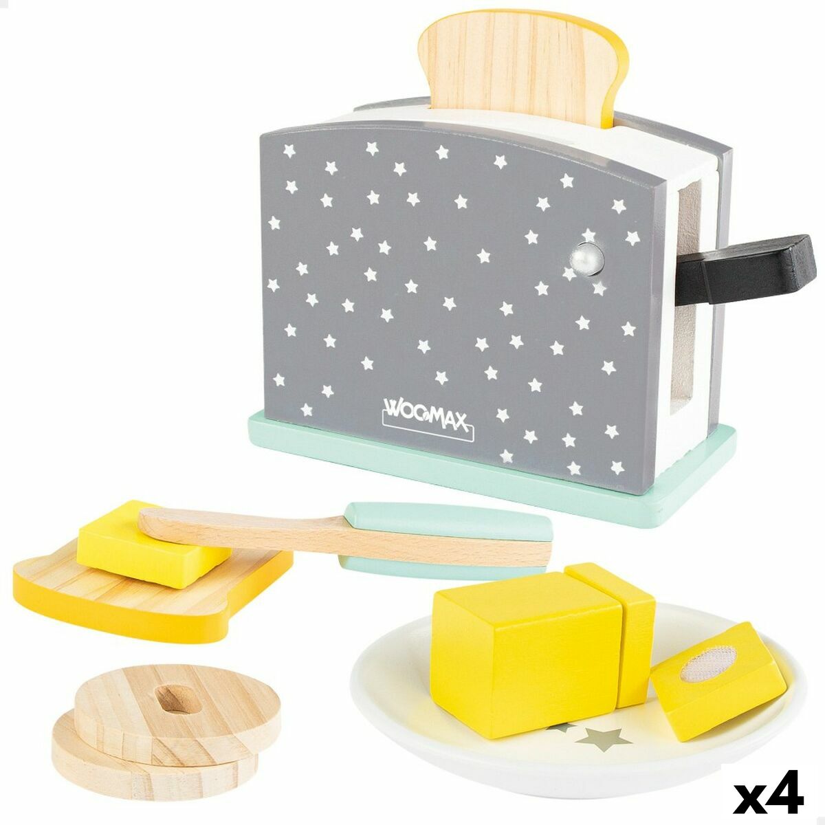 Toaster jucărie Woomax 8 Piese 19,5 x 12,5 x 8 cm (4 Unități) - Jucarii si jocuri, Imitații de jocuri