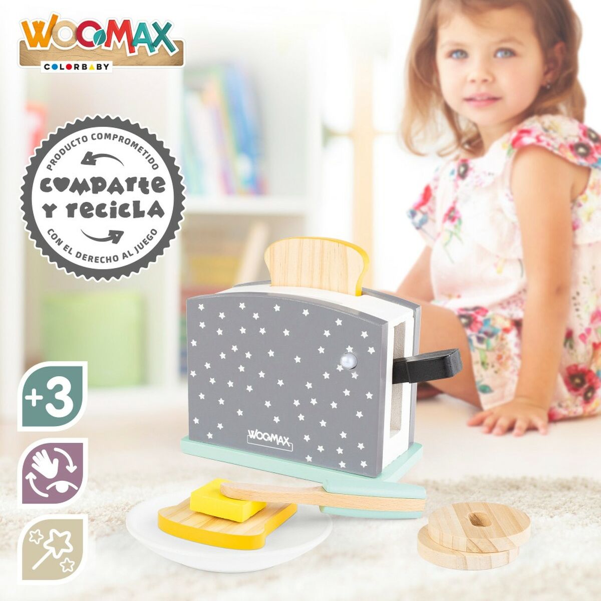 Toaster jucărie Woomax 8 Piese 19,5 x 12,5 x 8 cm (4 Unități) - Jucarii si jocuri, Imitații de jocuri