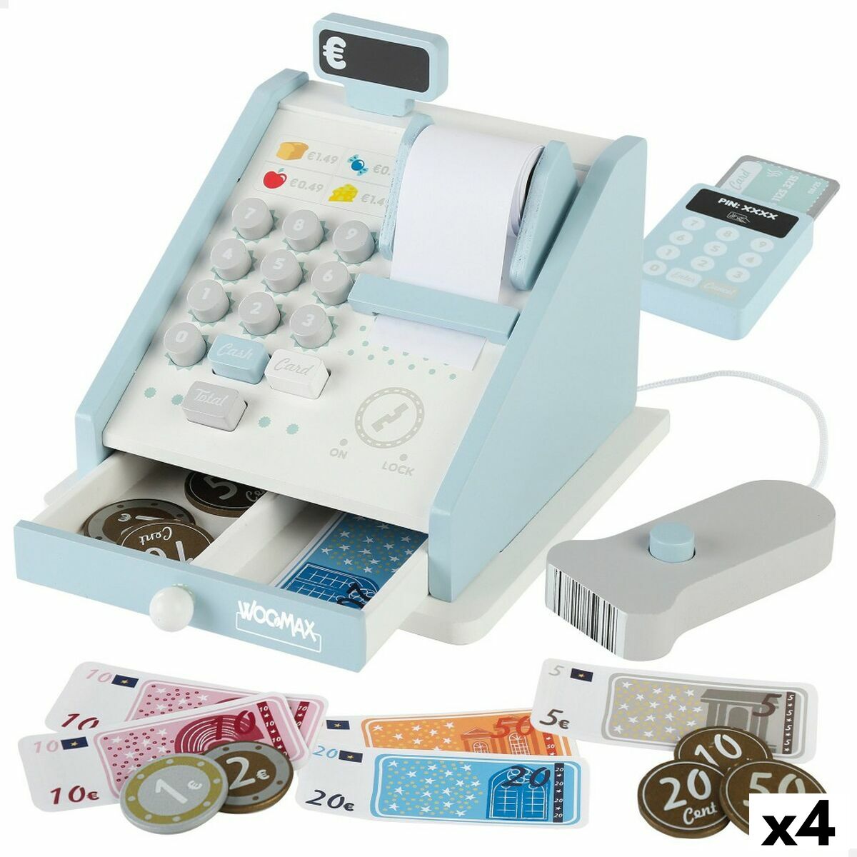 Casă de marcat de jucărie Woomax 18 Piese 4 Unități 18 x 15 x 18 cm - Jucarii si jocuri, Imitații de jocuri