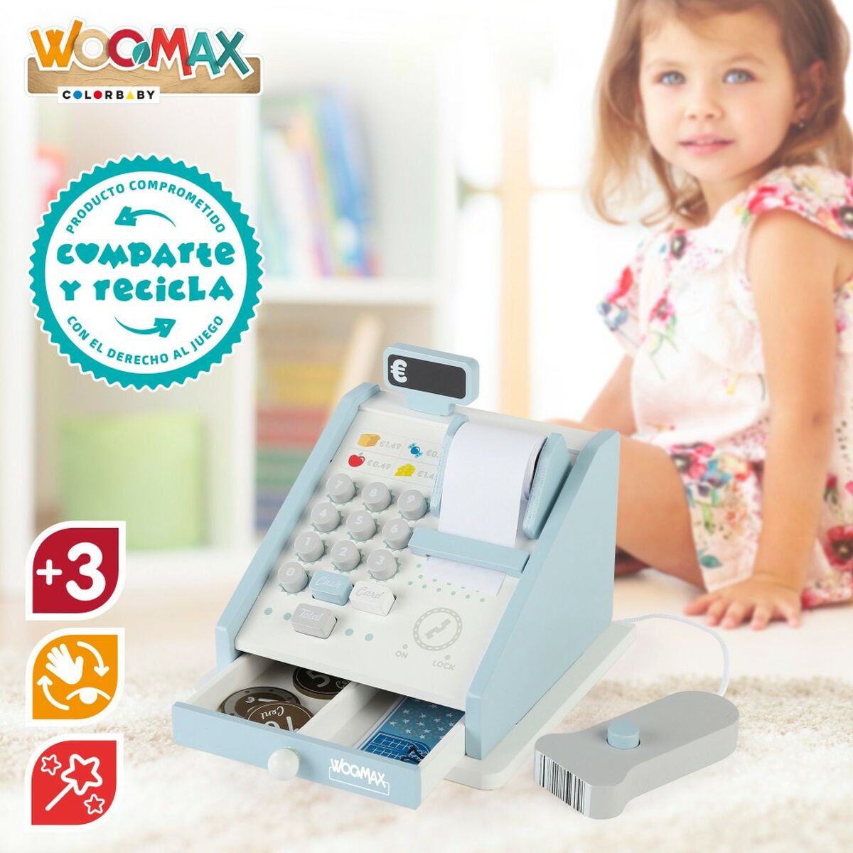 Casă de marcat de jucărie Woomax 18 Piese 4 Unități 18 x 15 x 18 cm - Jucarii si jocuri, Imitații de jocuri