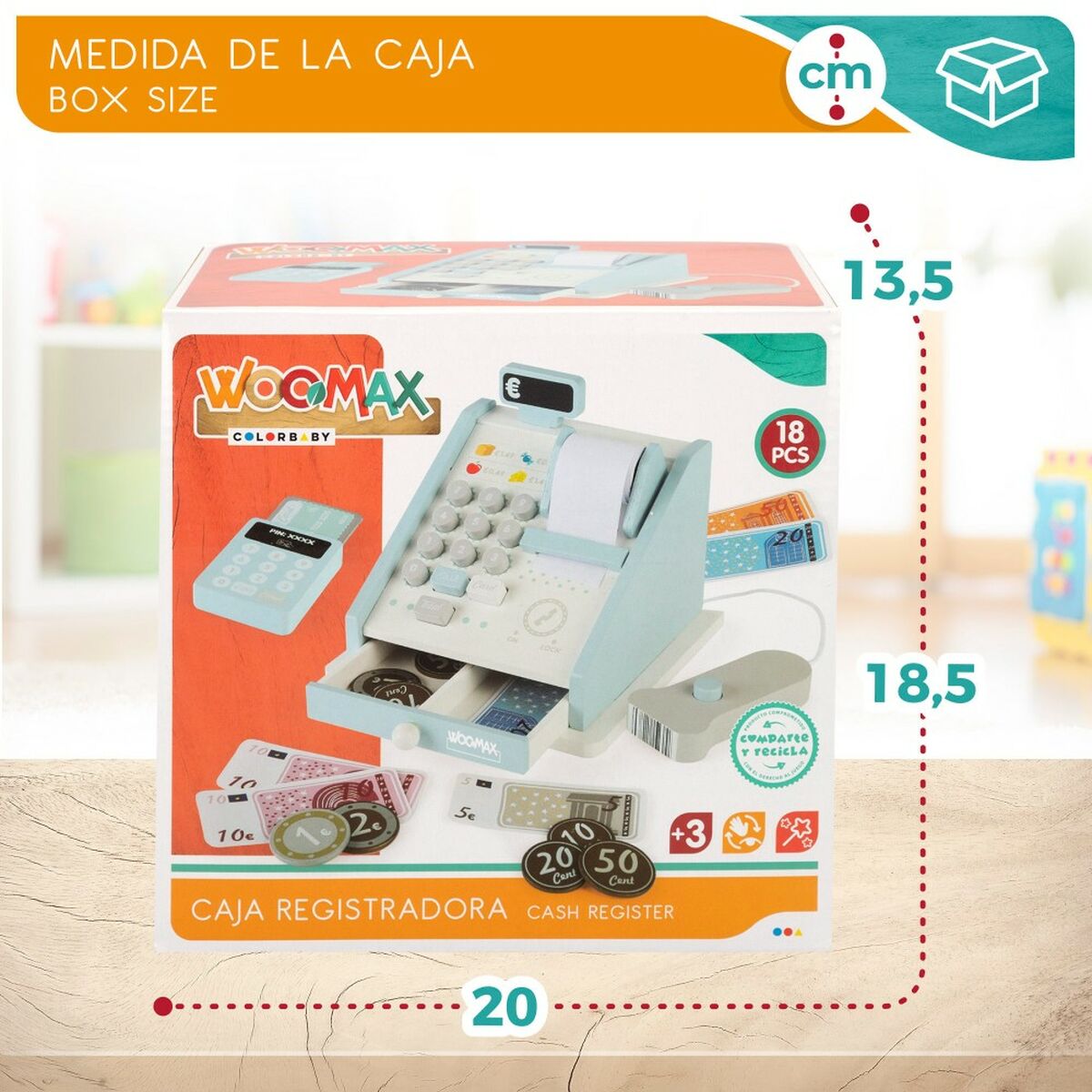 Casă de marcat de jucărie Woomax 18 Piese 4 Unități 18 x 15 x 18 cm - Jucarii si jocuri, Imitații de jocuri
