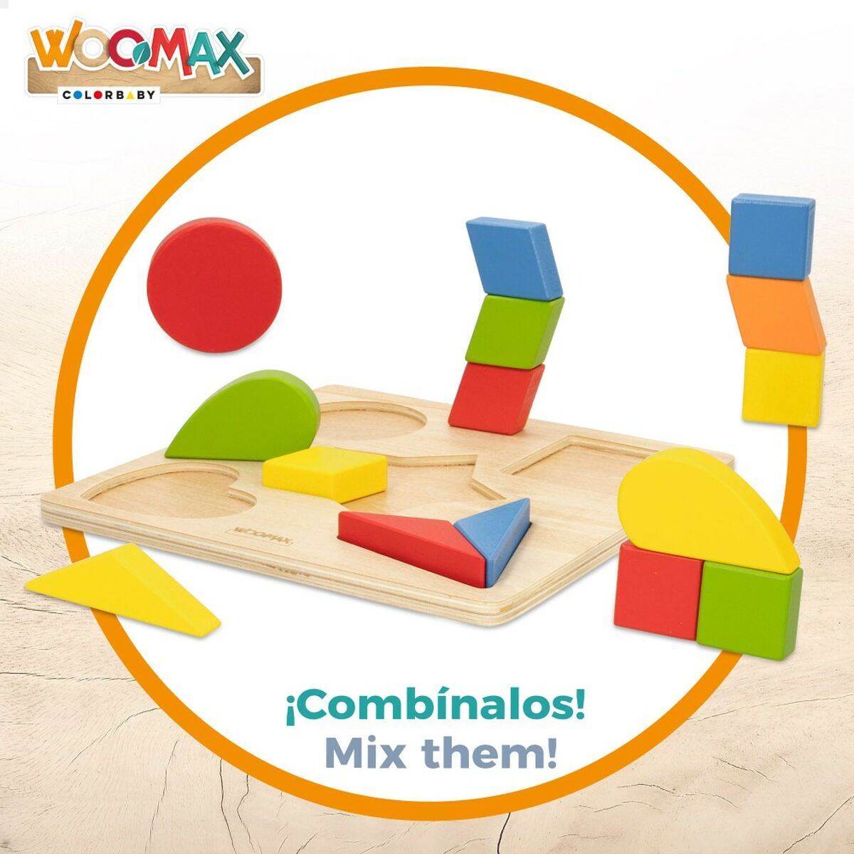 Puzzle pentru Copii din Lemn Woomax Forme + 12 Luni 16 Piese (6 Unități) - Jucarii si jocuri, Puzzle-uri și puzzle-uri
