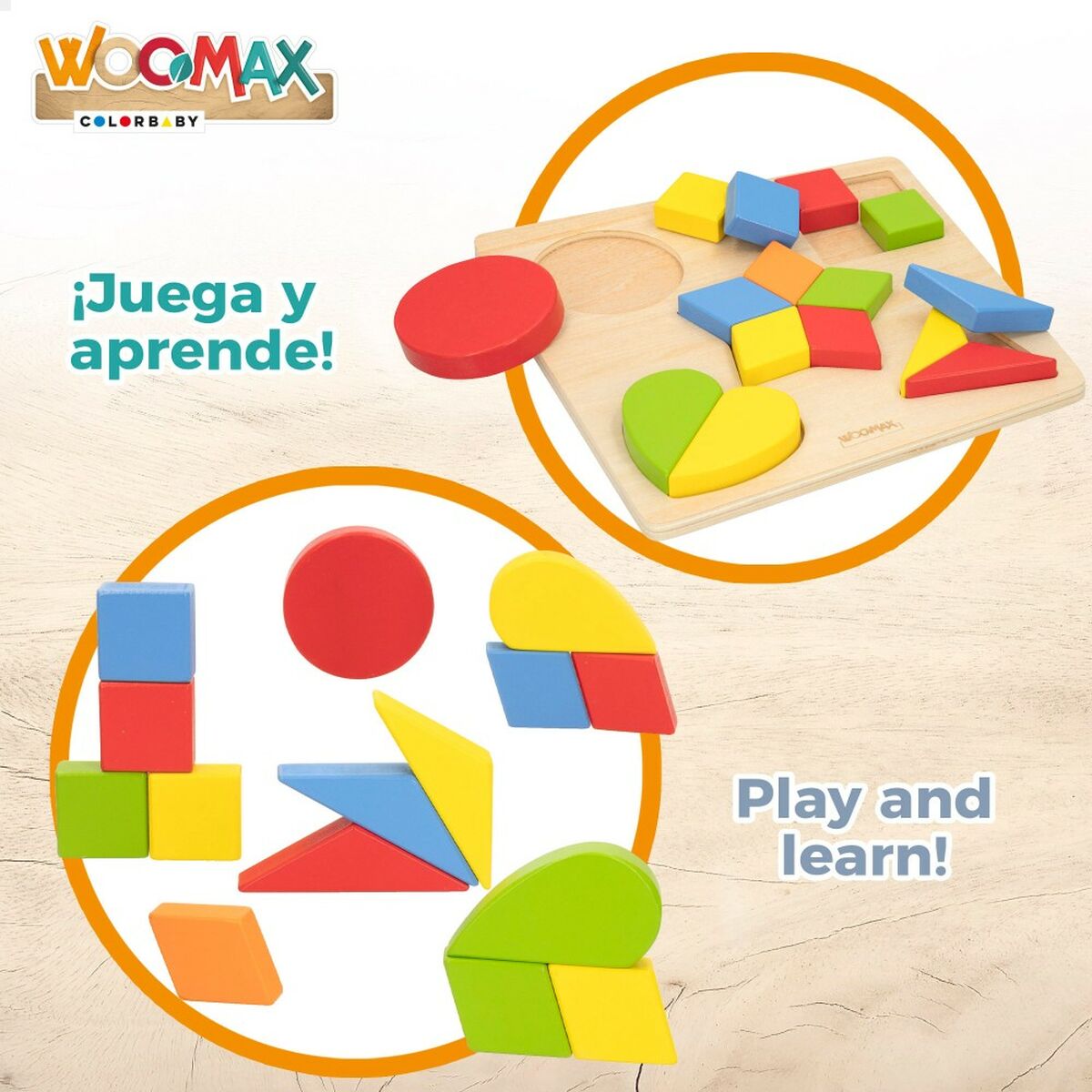 Puzzle pentru Copii din Lemn Woomax Forme + 12 Luni 16 Piese (6 Unități) - Jucarii si jocuri, Puzzle-uri și puzzle-uri