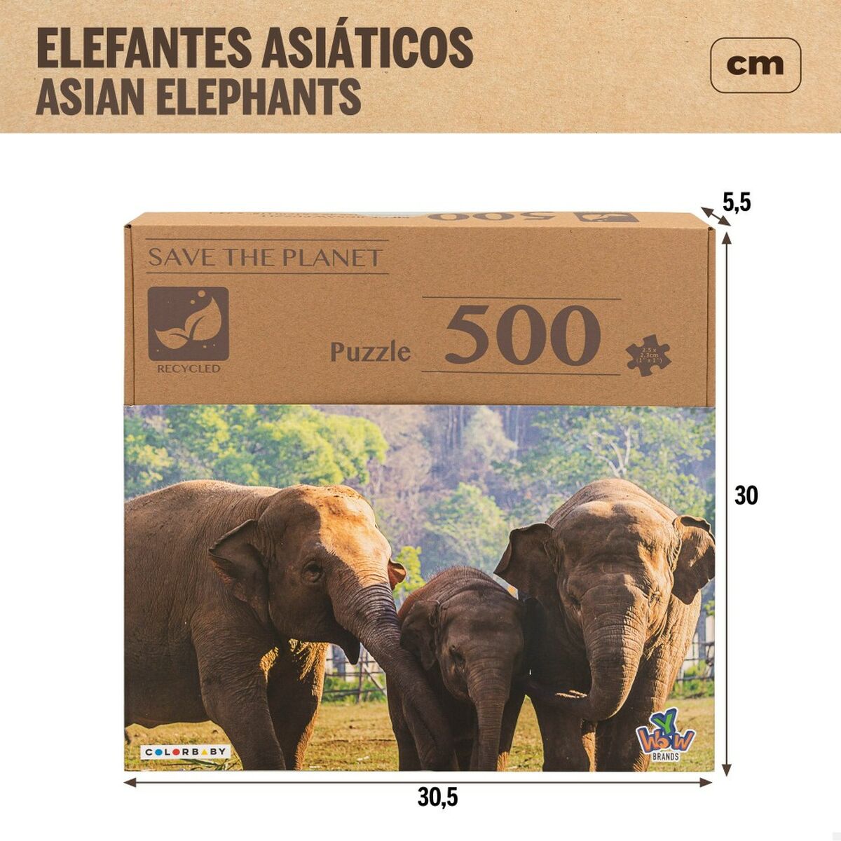 Puzzle Colorbaby Elephant 500 Piese 6 Unități 61 x 46 x 0,1 cm - Jucarii si jocuri, Puzzle-uri și puzzle-uri