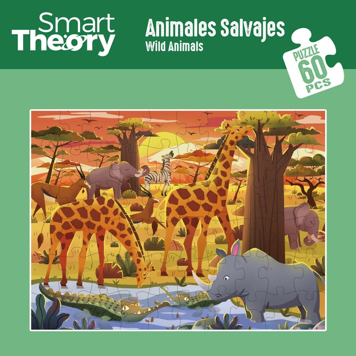 Puzzle pentru Copii Colorbaby Wild Animals 60 Piese 60 x 44 cm (6 Unități) - Jucarii si jocuri, Puzzle-uri și puzzle-uri
