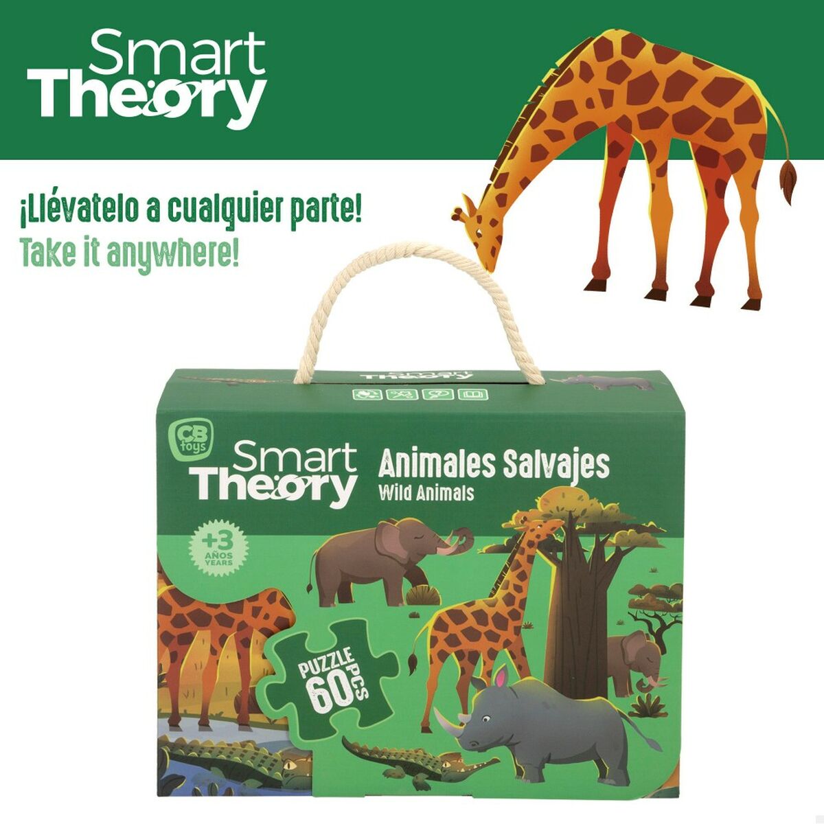 Puzzle pentru Copii Colorbaby Wild Animals 60 Piese 60 x 44 cm (6 Unități) - Jucarii si jocuri, Puzzle-uri și puzzle-uri