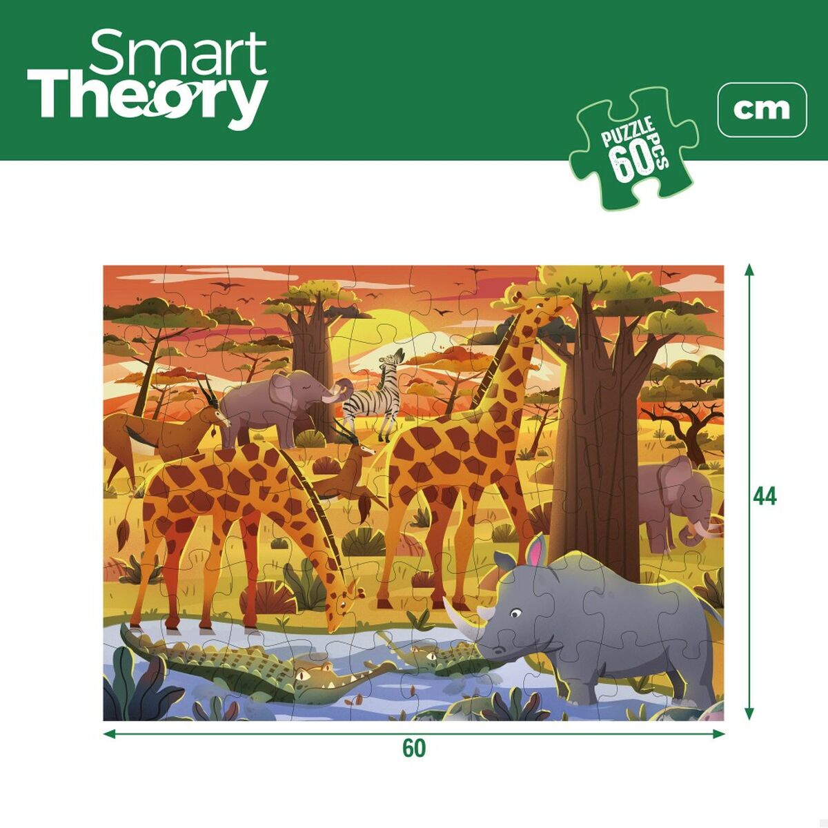 Puzzle pentru Copii Colorbaby Wild Animals 60 Piese 60 x 44 cm (6 Unități) - Jucarii si jocuri, Puzzle-uri și puzzle-uri