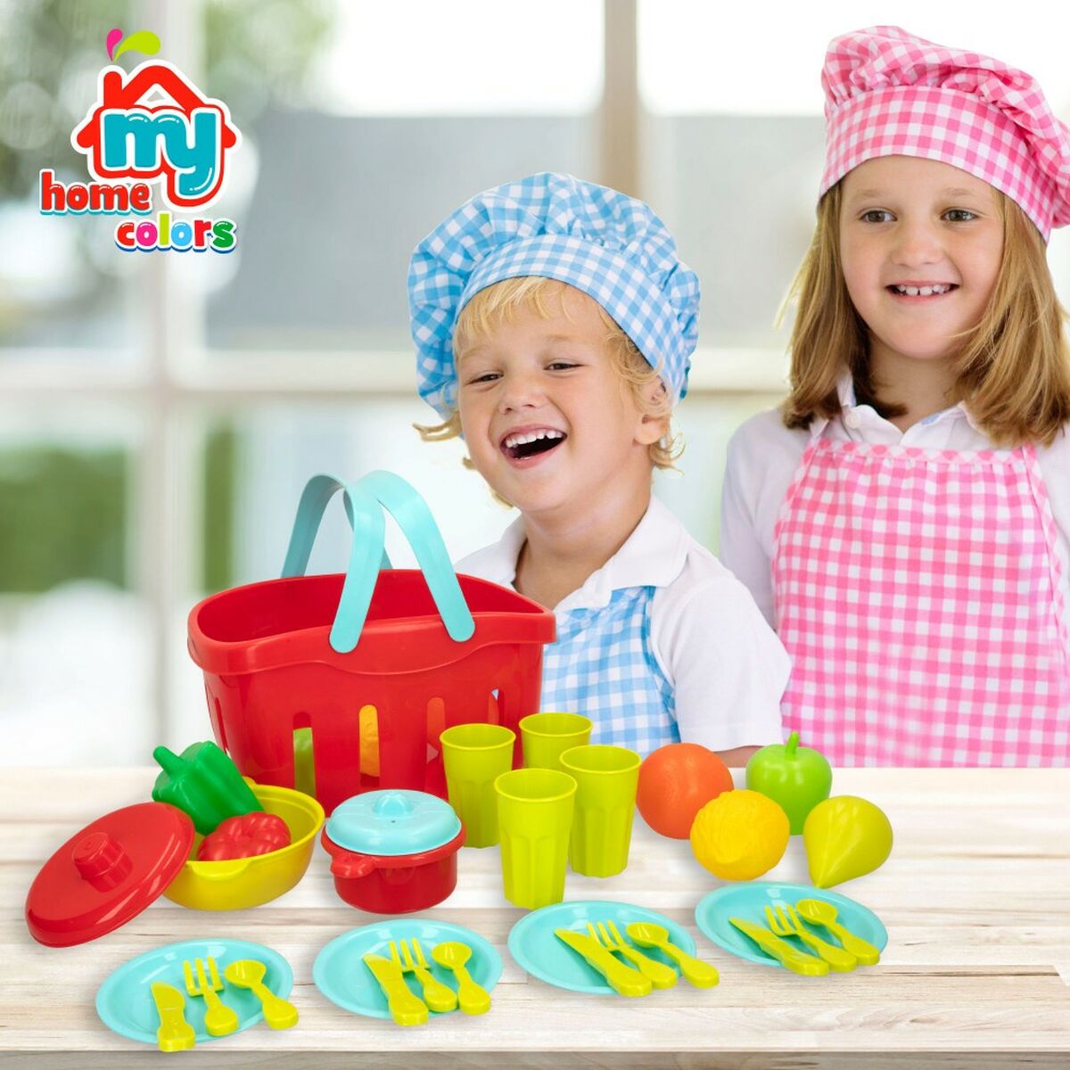 Set de Alimente de Jucărie Colorbaby Menaj și ustensile de bucătărie 36 Piese (12 Unități) - Jucarii si jocuri, Imitații de jocuri