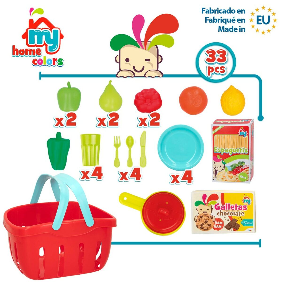 Set de Alimente de Jucărie Colorbaby Menaj și ustensile de bucătărie 33 Piese (12 Unități) - Jucarii si jocuri, Imitații de jocuri