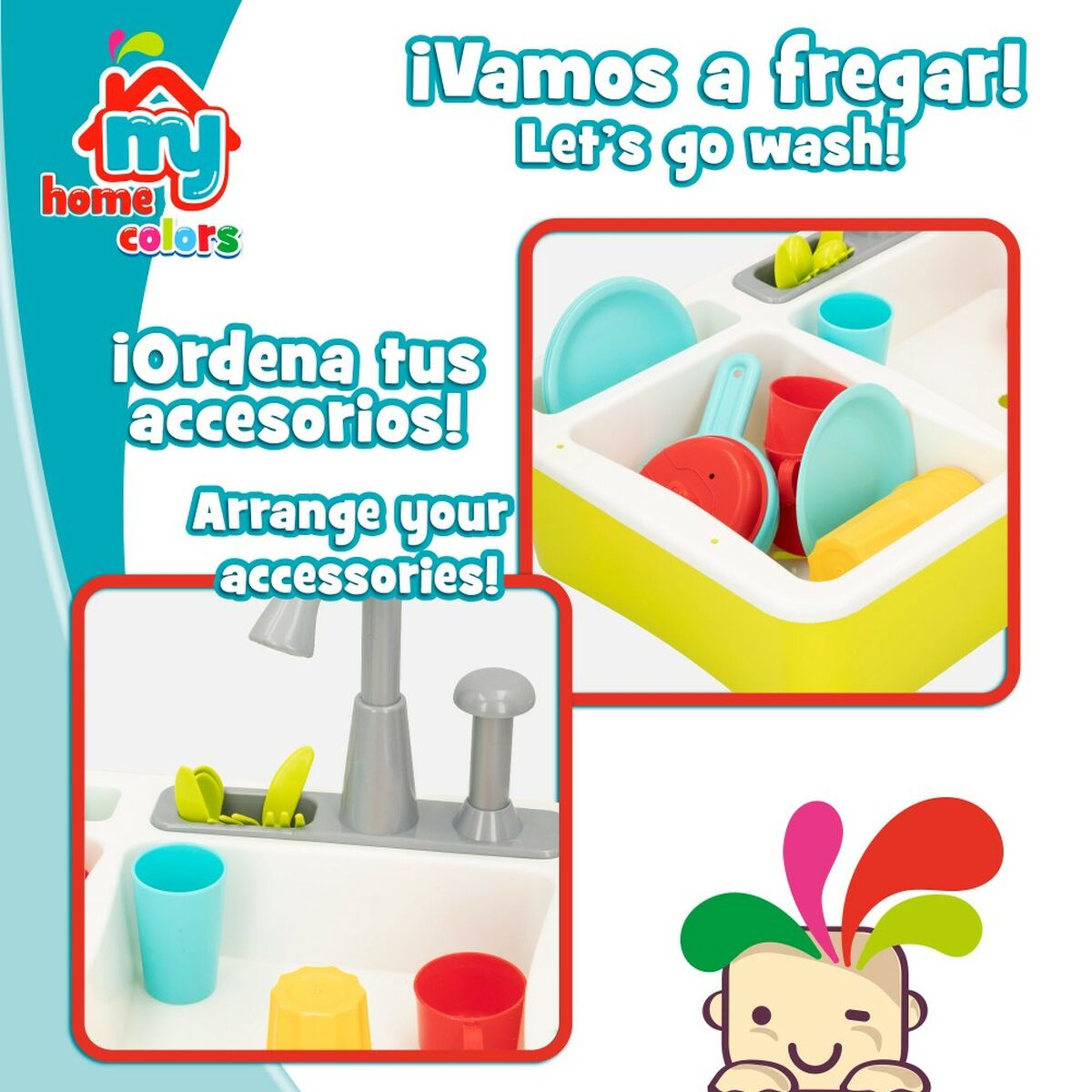 Bucătărie de Jucărie Colorbaby 22 Piese 42 x 29 x 28 cm Accesorii Chiuvetă - Jucarii si jocuri, Imitații de jocuri