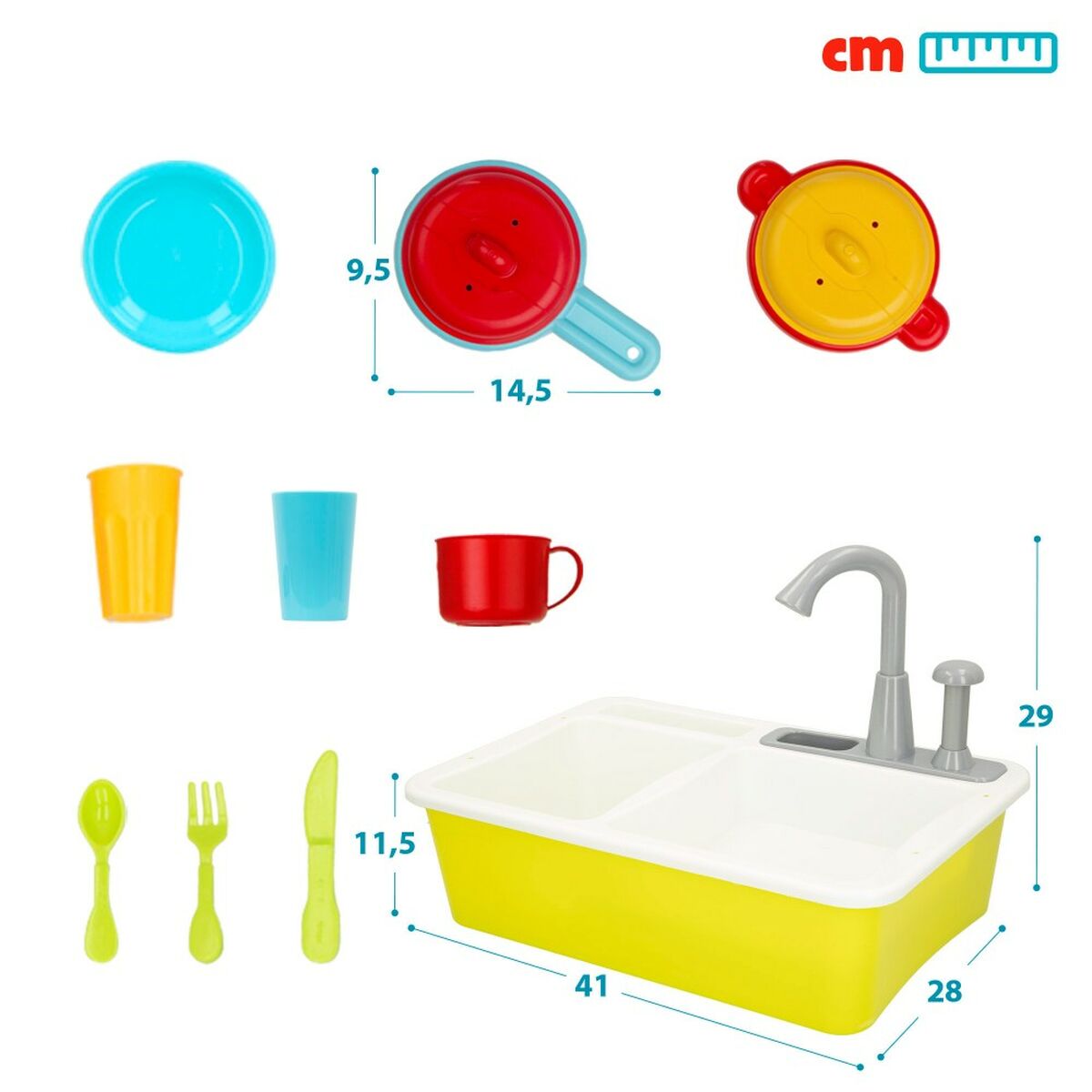 Bucătărie de Jucărie Colorbaby 22 Piese 42 x 29 x 28 cm Accesorii Chiuvetă - Jucarii si jocuri, Imitații de jocuri