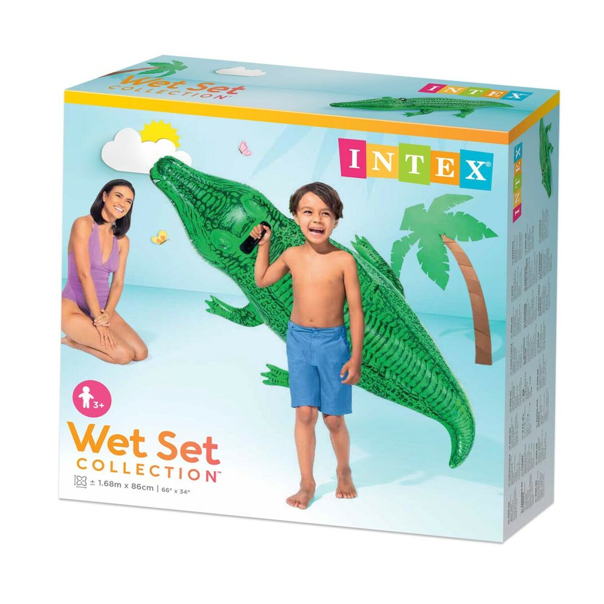 Figurină Gonflabilă pentru Piscină Intex Crocodil 168 x 86 cm (12 Unități) - Jucarii si jocuri, În aer liber și sport
