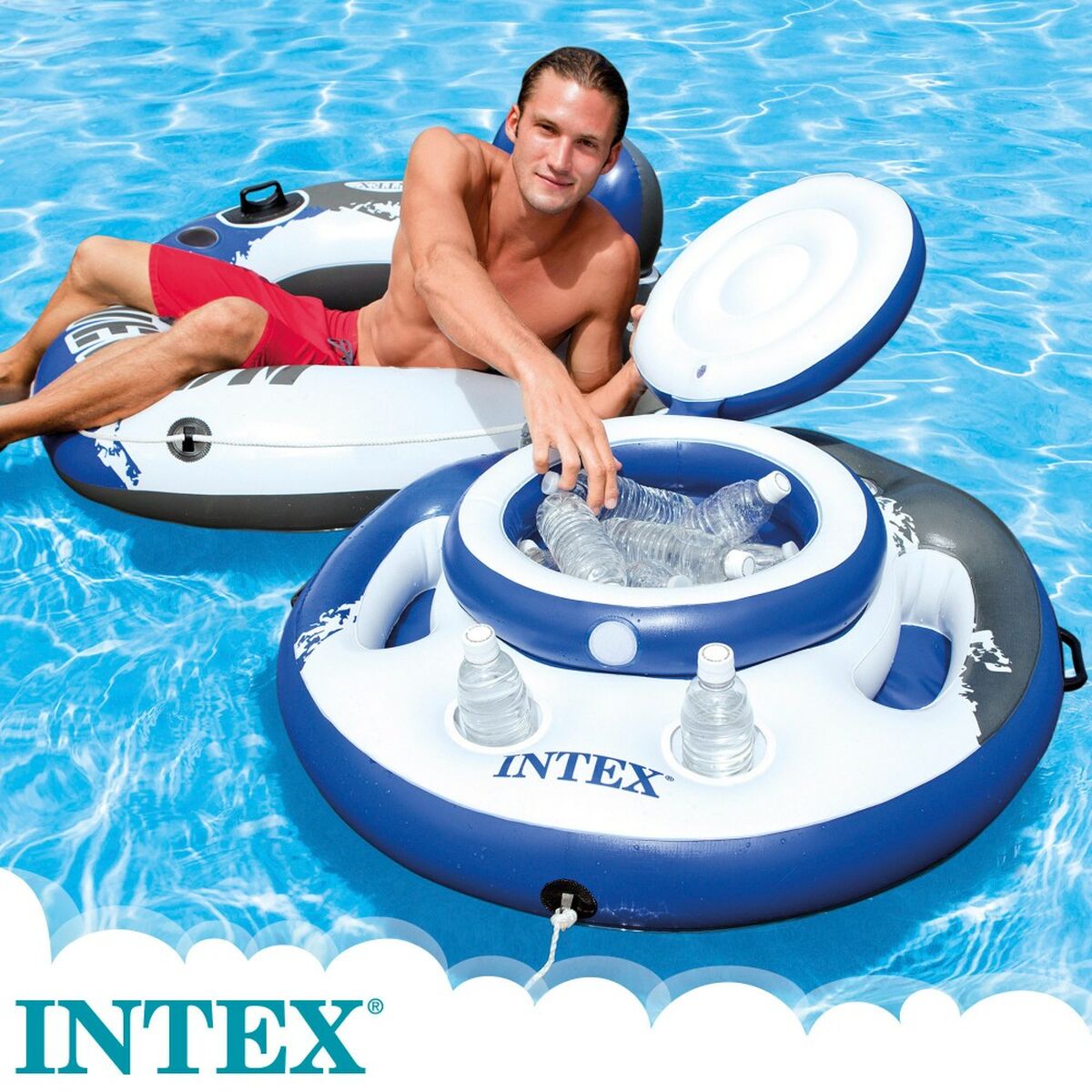 Frigider Gonflabil Plutitor Intex Mega Chill 89 x 35 x 89 cm (6 Unități) - Jucarii si jocuri, În aer liber și sport