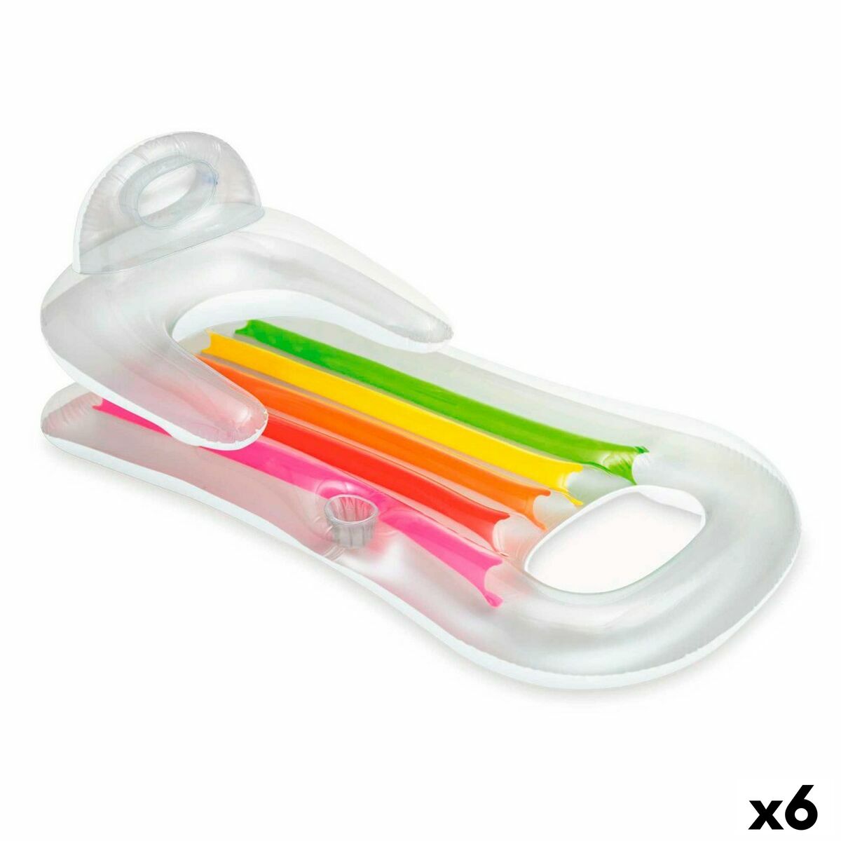 Scaun gonflabil pentru piscină Intex Curcubeu 160 x 53 x 85 cm (6 Unități) - Jucarii si jocuri, În aer liber și sport
